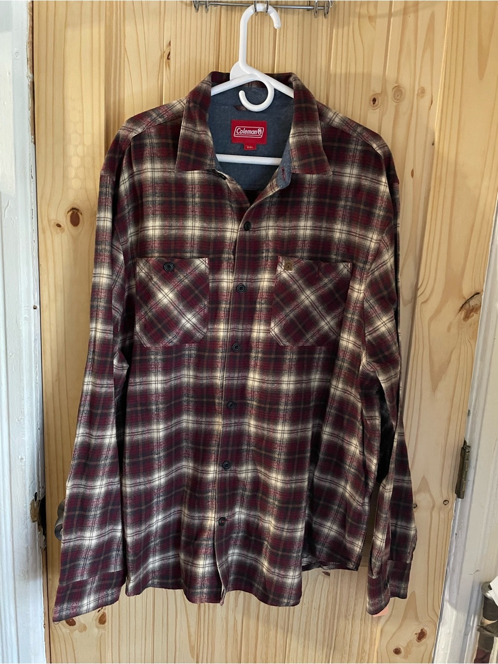 Coleman Burgundy and Cream Plaid Long-Sleeve Shirt